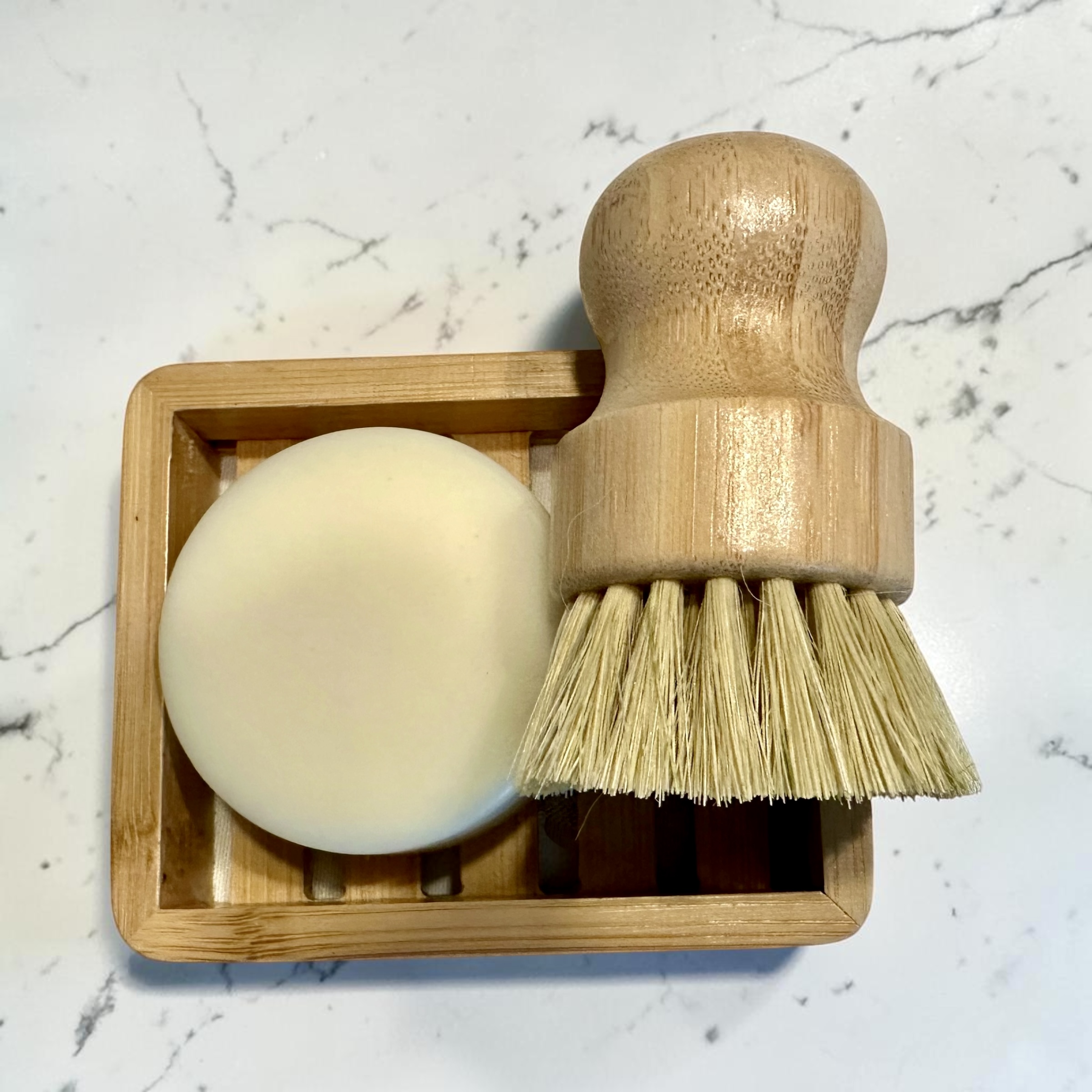 Dishwashing Set — Wood dish + brush